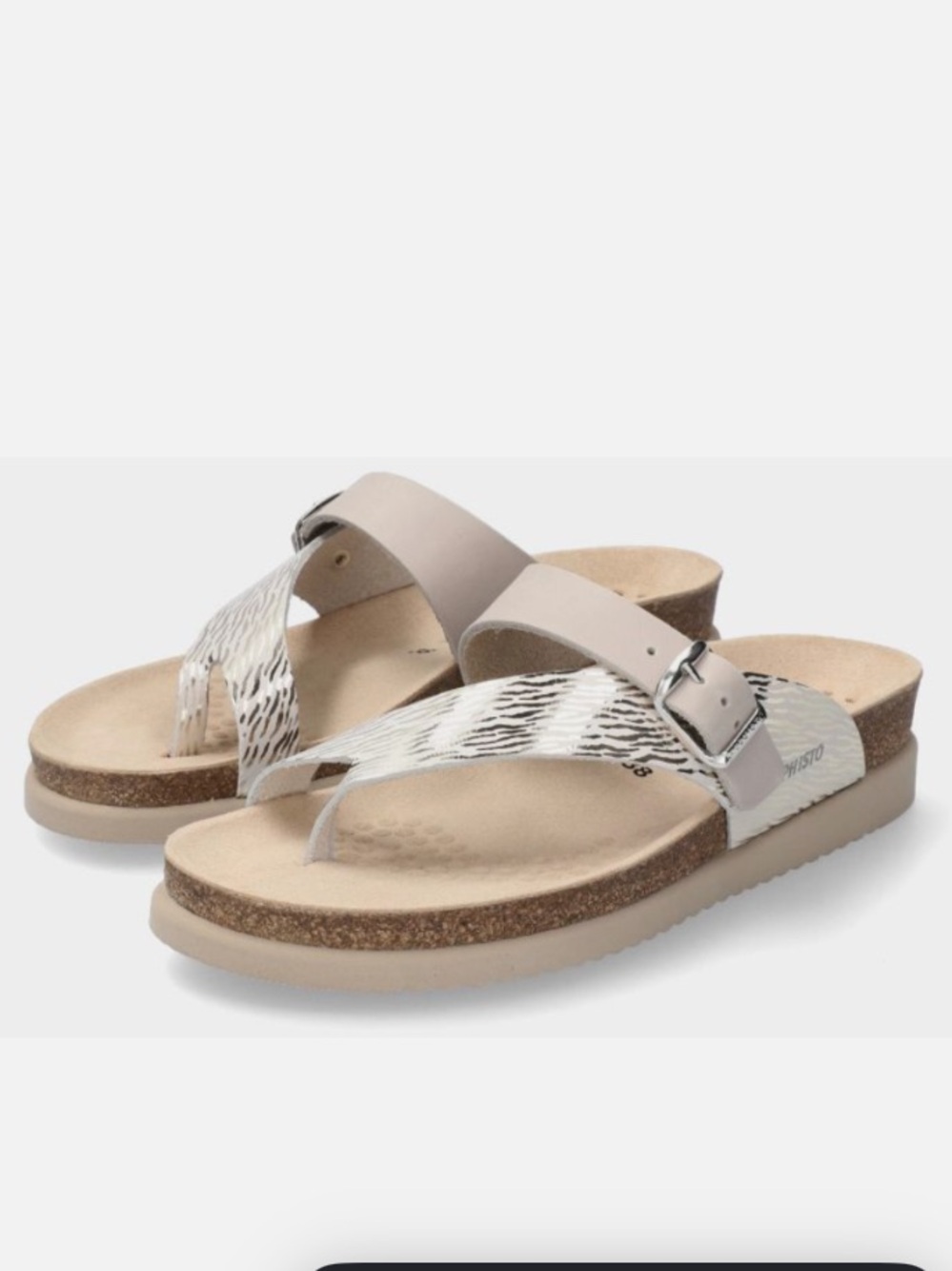 Mephisto | Helen Mix Cork Slide Sandals Fog Zebra Metallic